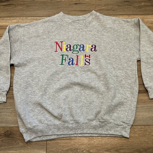 VTG Niagra Falls Crew Neck Sweatshirt Adult MEDIUM Heather Gray Canada Made - Picture 2 of 10